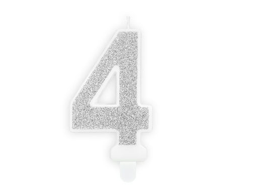 Picture of BIRTHDAY CANDLE SILVER NUMBER 4